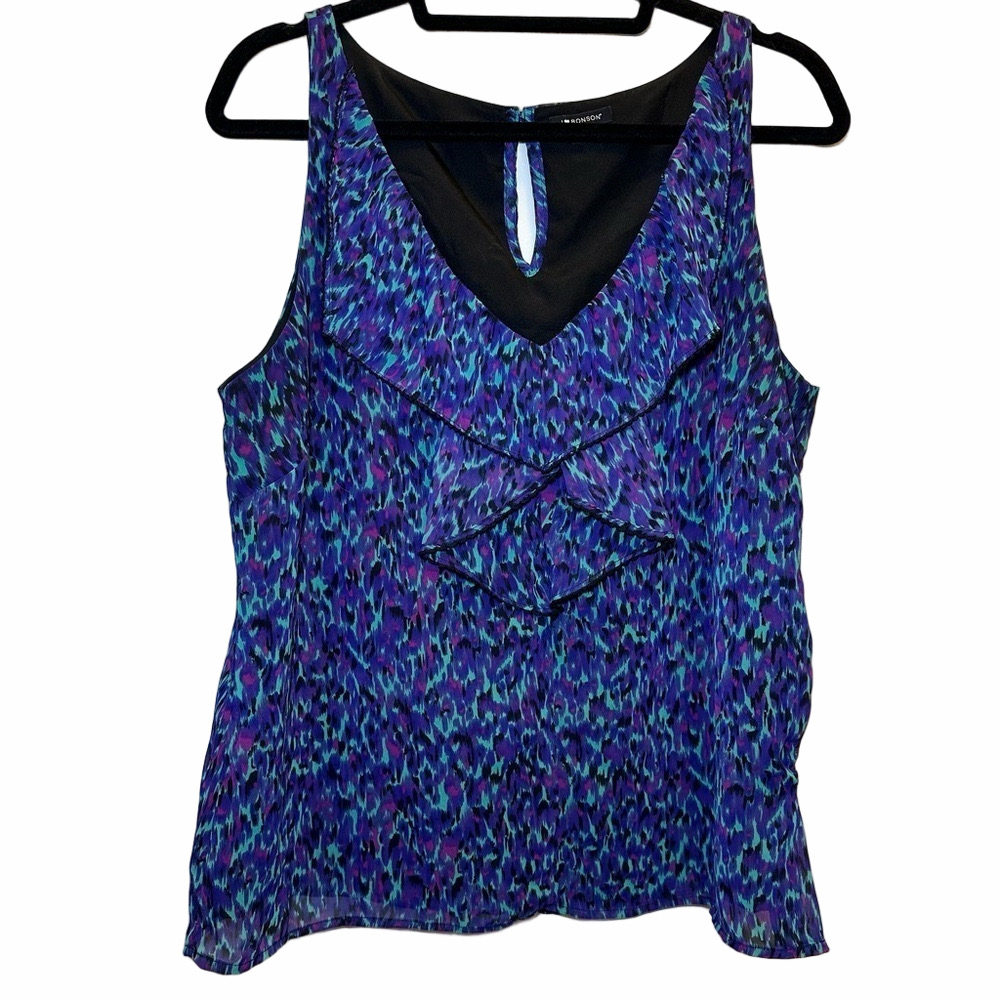 I 'Heart' Ronson Purple Multi Colored Blouse Size Large